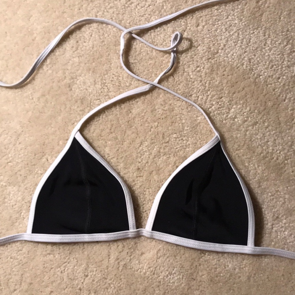 triangle black and white bikini top